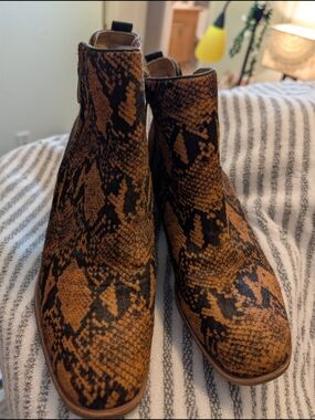 Sofft Brown and Black Snakeskin Ankle Booties